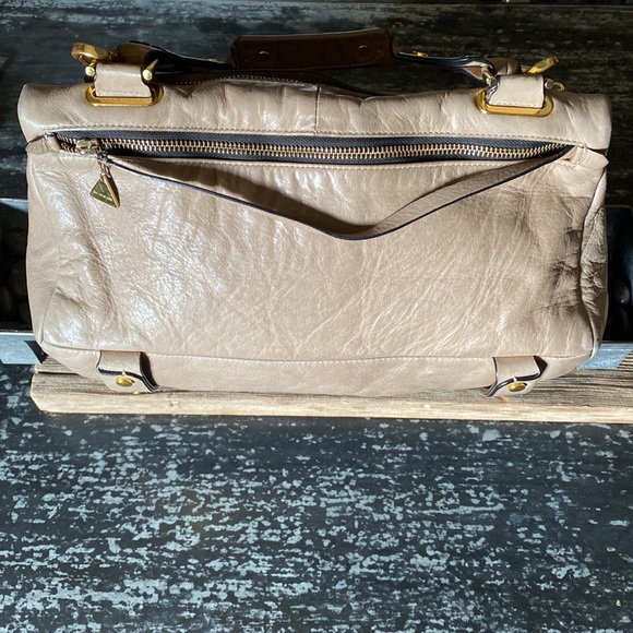 Golden Lane Soave Duo Bloomingdale’s Medium Leather Satchel Purse Bag - Picture 5 of 16